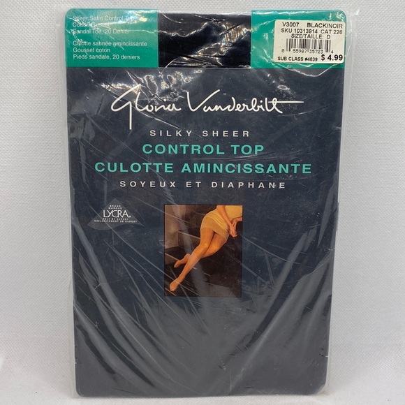 Gloria Vanderbilt Silky Sheer Control Top Pantyhose Nylons Size D 160-200 lbs - Picture 1 of 8